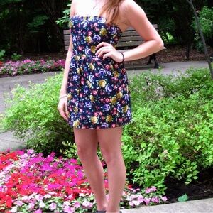 Floral strapless dress, size S